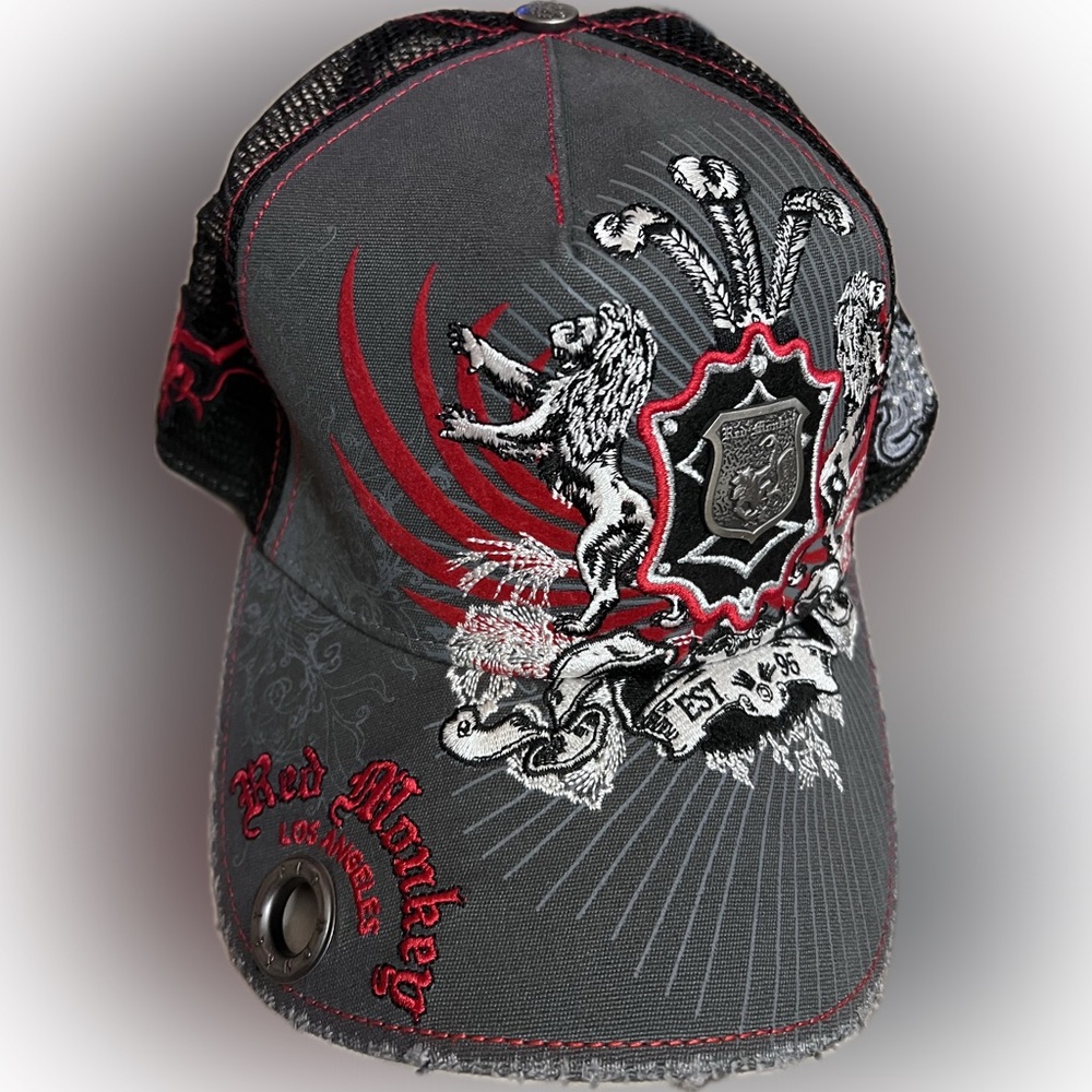Red Monkey Vintage Embroidered Caps
